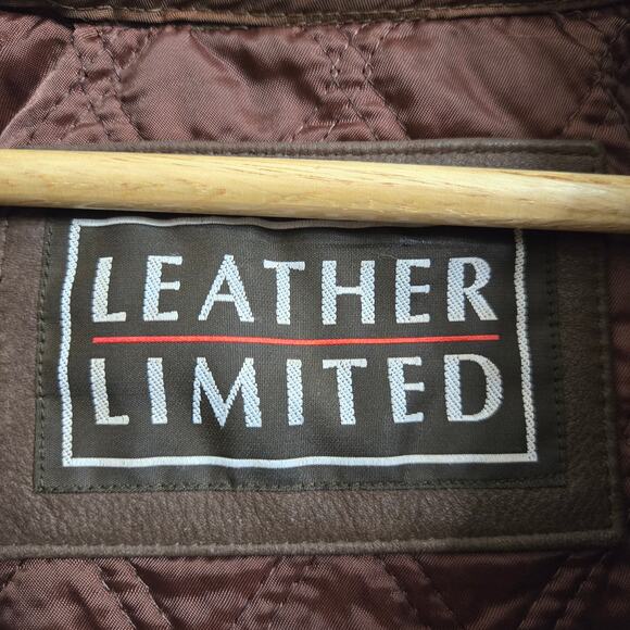 Leather Limited Vtg 90s Brown Flight Bomber Genuine Leather Thermal Lined Coat M - Picture 7 of 11